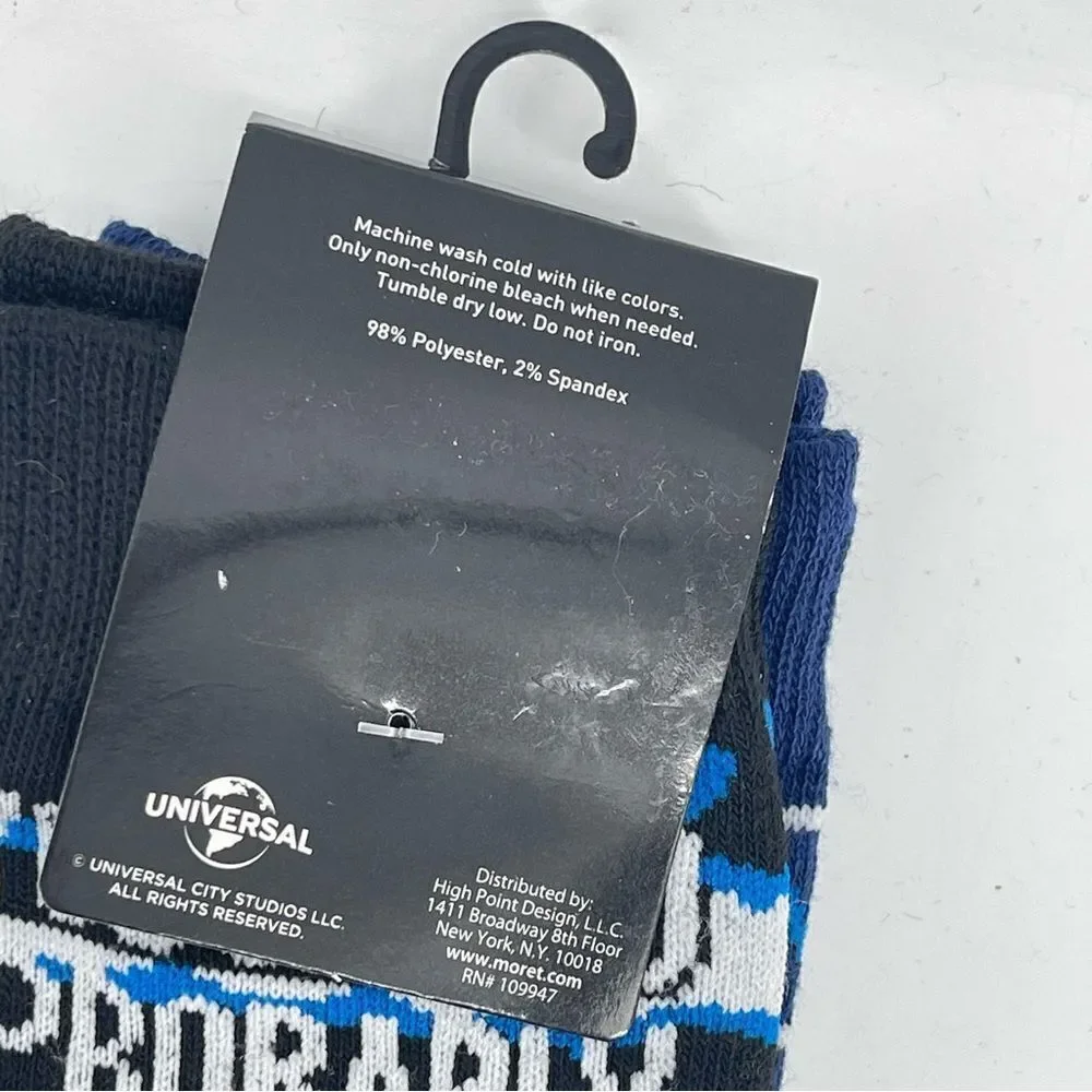 Megan Horror Movie Doll Novelty Blue Striped Long 2-Pair Crew Socks Size 6.5-12